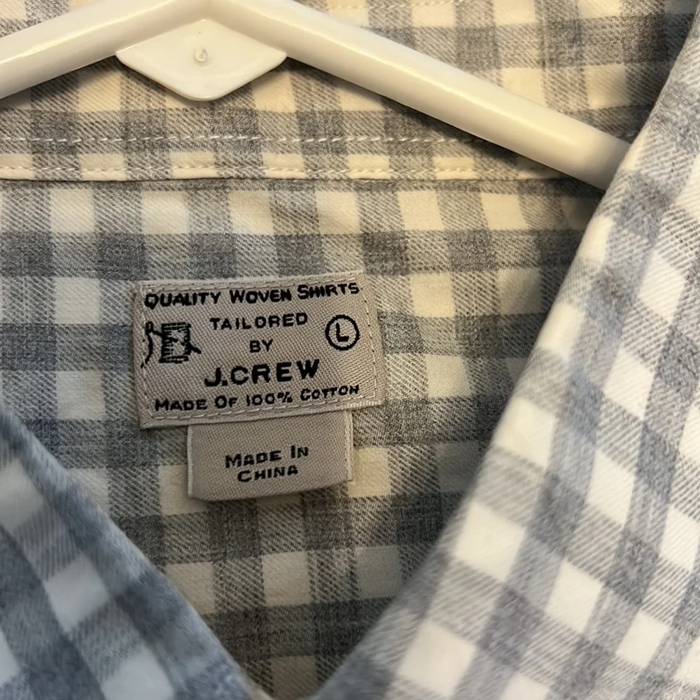 J. Crew mens gray plaid long sleeve shirt. Large - Picture 5 of 9